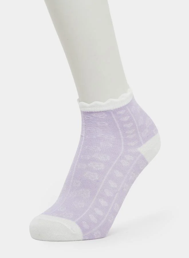 ستايلي عبوة من 5 أزواج - جوارب كاحل بنقشة زهور